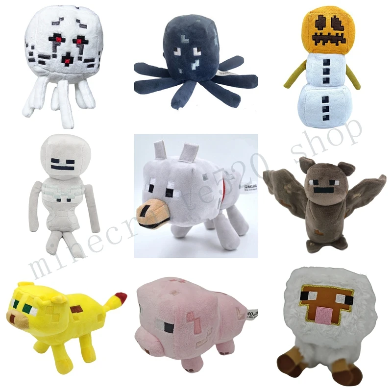 Multiple My World Game Toy Minecrafte Plush Stuffed Doll Sheep Pig Leopard Wolf Skeleton Shooter Pumpkin Snowman Bat Wholesale