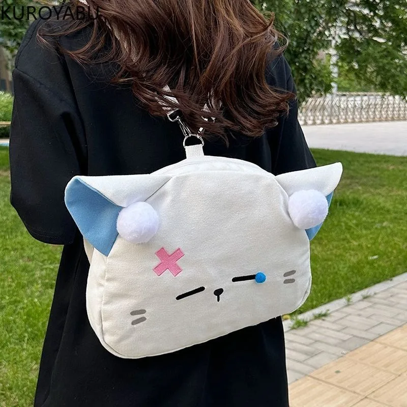 Y2K Backpacks for Women's Cute Cat Ear Bag Japan Kawaii Crossbody Bag Girls Embroidery Harajuku Shoulder Bag Fashion Backpack