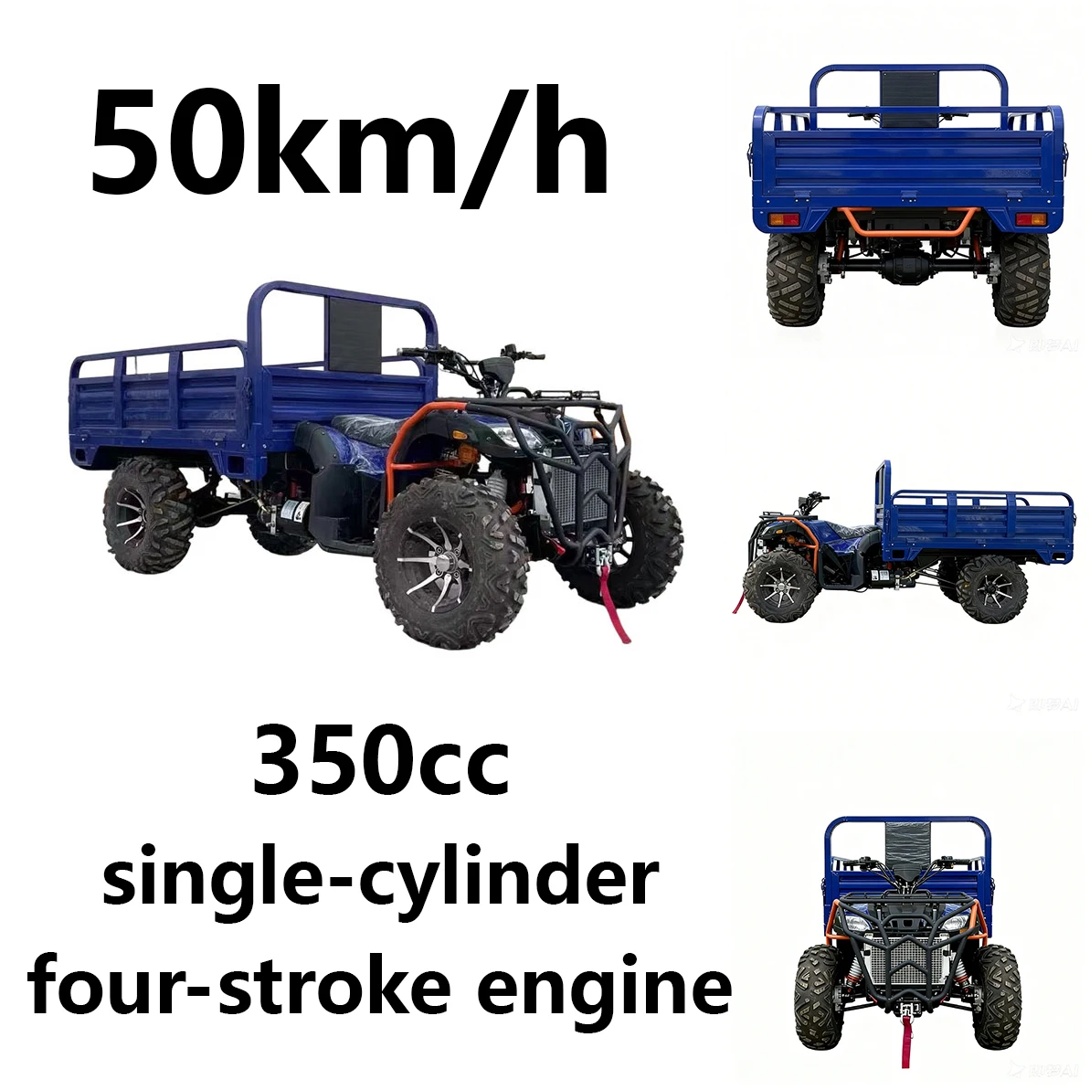 350cc Powered 4-Stroke All-Terrain Off-Road Four-Wheel Drive Go-Kart 50km/h Max Speed for Mountain Beach Agricultural