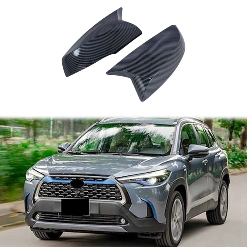 Car Ox Horn Rearview Side Glass Mirror Cover Trim Frame Side Mirror Caps For Toyota Corolla Cross 2021 2022