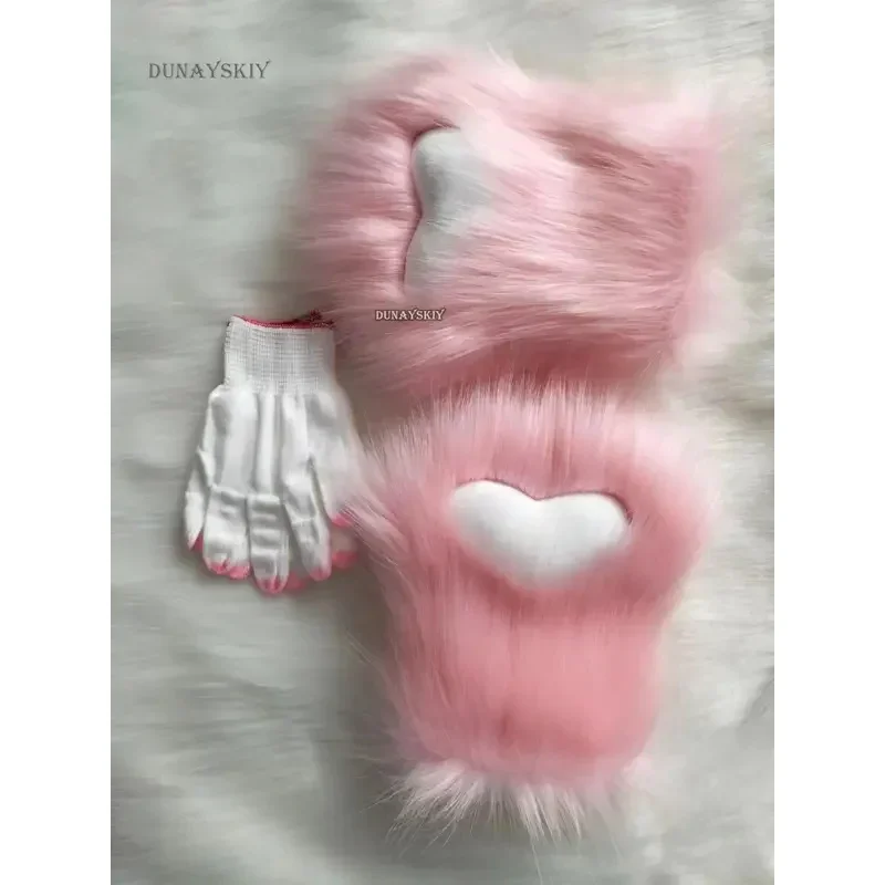 

FC6Fursuit Cosplay Paws Gloves Cosplay Accessories Furry Cosplay Paws Rubbit Cat Soft Cute Fluffy Animal Party Kawaii@FC8！