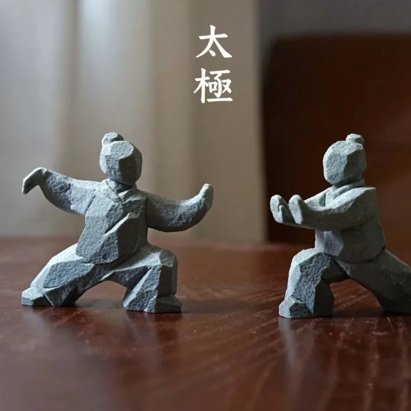 Tai Chi Character Ornament New Chinese Style Desktop Decor For Fish Tank Bonsai Tea Pet Craft