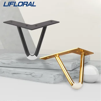 4pcs 10/15cm Hardware Fitting Metall Verdickung Stahl Bar Füße V-förmige Möbel zwei gegabelte Eisen Nachttisch Couch tisch Füße