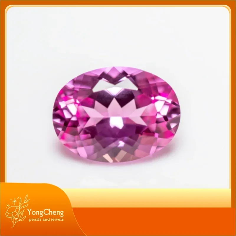 

Lab Grown Sapphire Oval Shape Pink Color Top Quality Gemstones Charm Beads For Jewel Making Selectable AGL Certificate