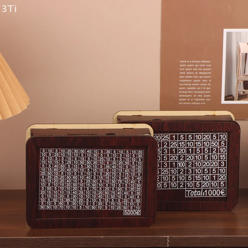 1000/3000/5000/10000 Euro Money Box Wooden Piggy Bank With Reusable Money Box With Saving Goal And Numbers Boxes