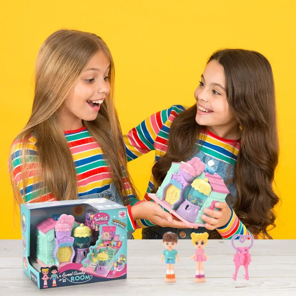 Simulação criativa jogar casa brinquedos 3d casas de boneca expansíveis com móveis com iluminação e música interativa