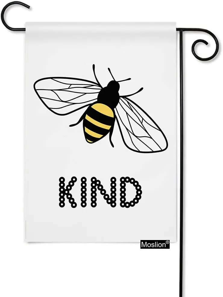 Moslion Bee Kind Garden Flags Double Sided Cute Bug Honey Insect Bee Yard Flag 12.5x18 Inch Burlap Banners Home Decorative Outdo