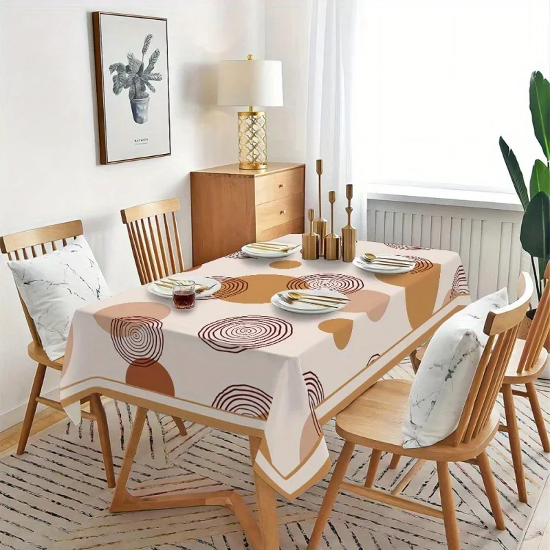 1pc Polyester Tablecloth, Simple Style Tablecloth, Rectangular Multi-color Flower Print Tablecloth
