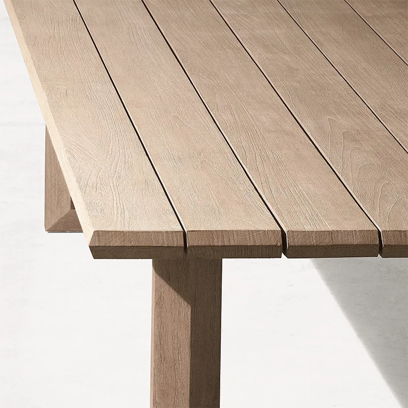 طاولات وكراسي خارجية محافظة من الخشب الصلب فناء حديقة في الهواء الطلق أثاث من خشب الساج فندق فيلا شرفة طعام خارجي