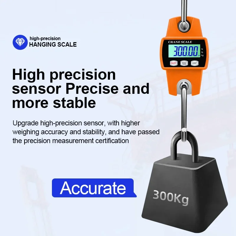 AliExpress NONE Multifunction Digital Hanging Scale 200/300KG LCD Handheld Weighing Tool for Suitcase, Fishing, Bike & Industrial Load Testing