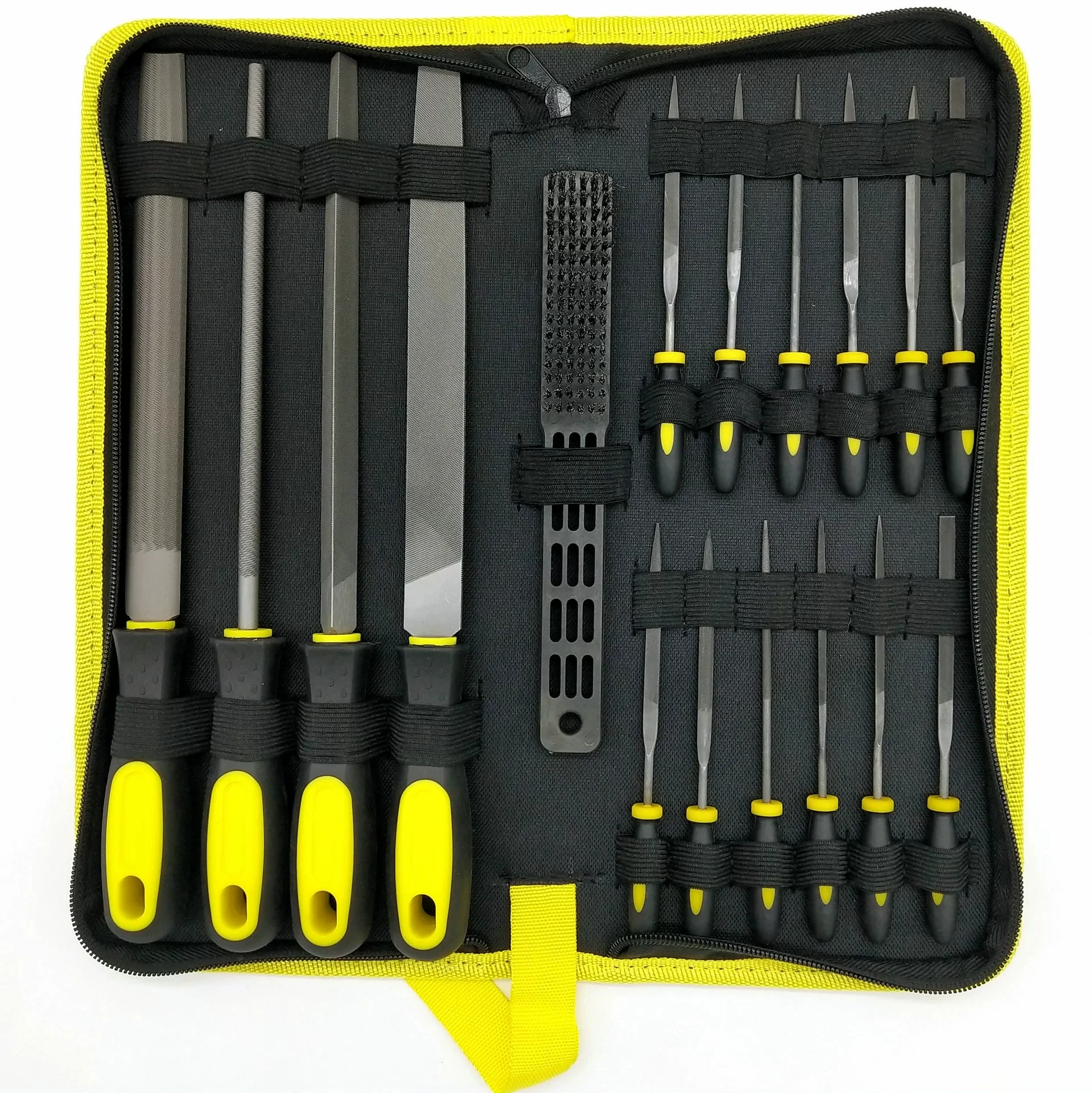 File Tool Set Drop Forged Alloy Steel Precision Flat Triangle Half-round Round Large File And 12pcs Needle Files With Carry Case