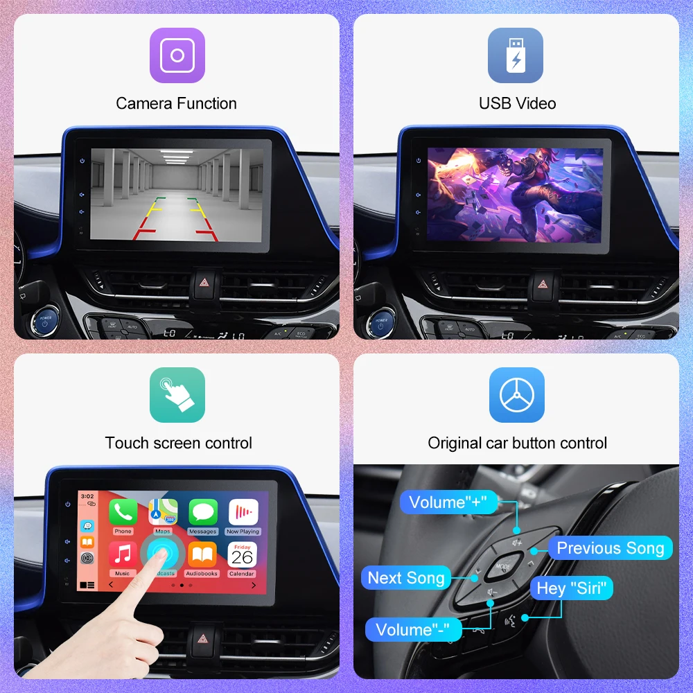 Беспроводной автомобильный комплект Carplay Android для Toyota Highlander/RAV4/Tundra/Tacoma/Camry/Corolla/Avalon/Prius/C-HR/Sienna