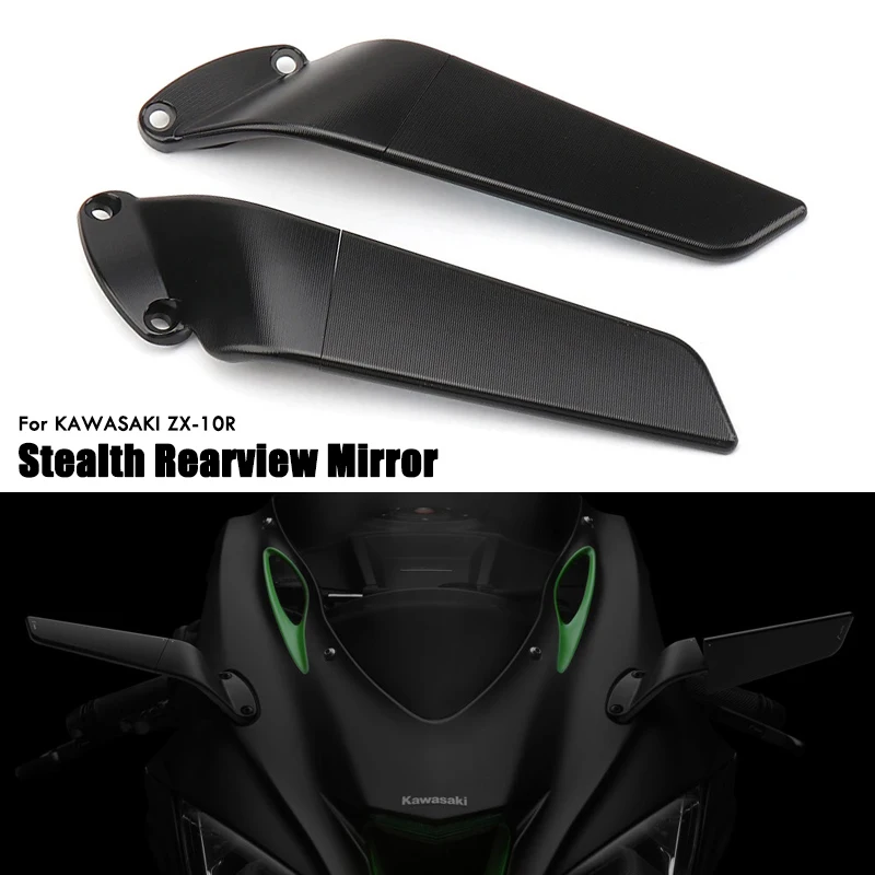 

For KAWASAKI ZX10R Ninja ZX-10R ZX-10RR 2017-2026 Adjustable Rotating Reversing Side Mirror Stealth Rearview Mirrors Wind Wing