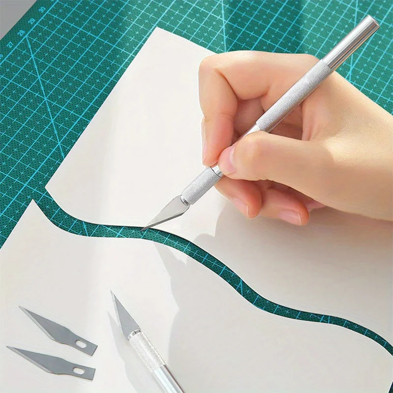 عدم الانزلاق المعادن مشرط سكين أدوات عدة الة قطع الورق النقش الحرفية السكاكين 2 + 40 قطعة شفرات الهاتف المحمول PCB DIY بها بنفسك إصلاح الأدوات اليدوية #2