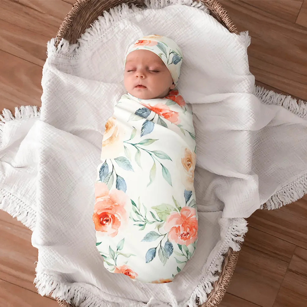 

Stretch Swaddle for Boy Newborn Headb Sack Photo Prop Baby Swaddle Hat Receiving Wrap Set Gifts Baby Accessories