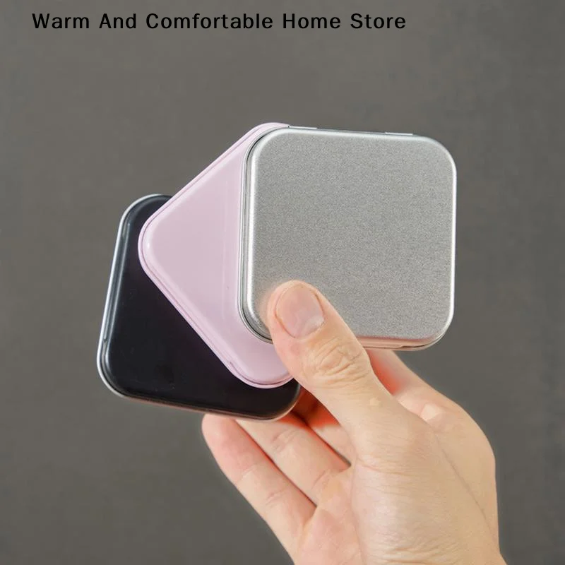 【W】Square Flip Storage Box Portable Metal Tin Boxes For Packing Candy Pills Coin Mini Sealed Jars Jewelry Cases Home Organizer