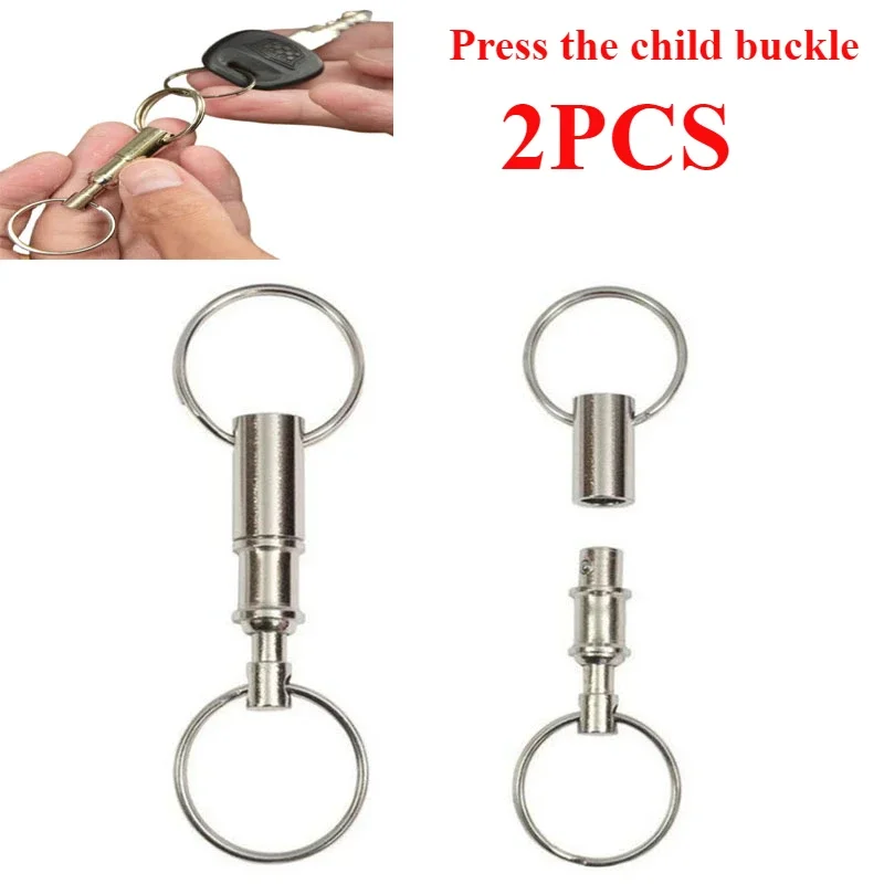 

2P Key Chain Quick Release Keychain Silver Metal Quick Detachable Pull Apart Metal for Women Men Color Double End Chains Keyring