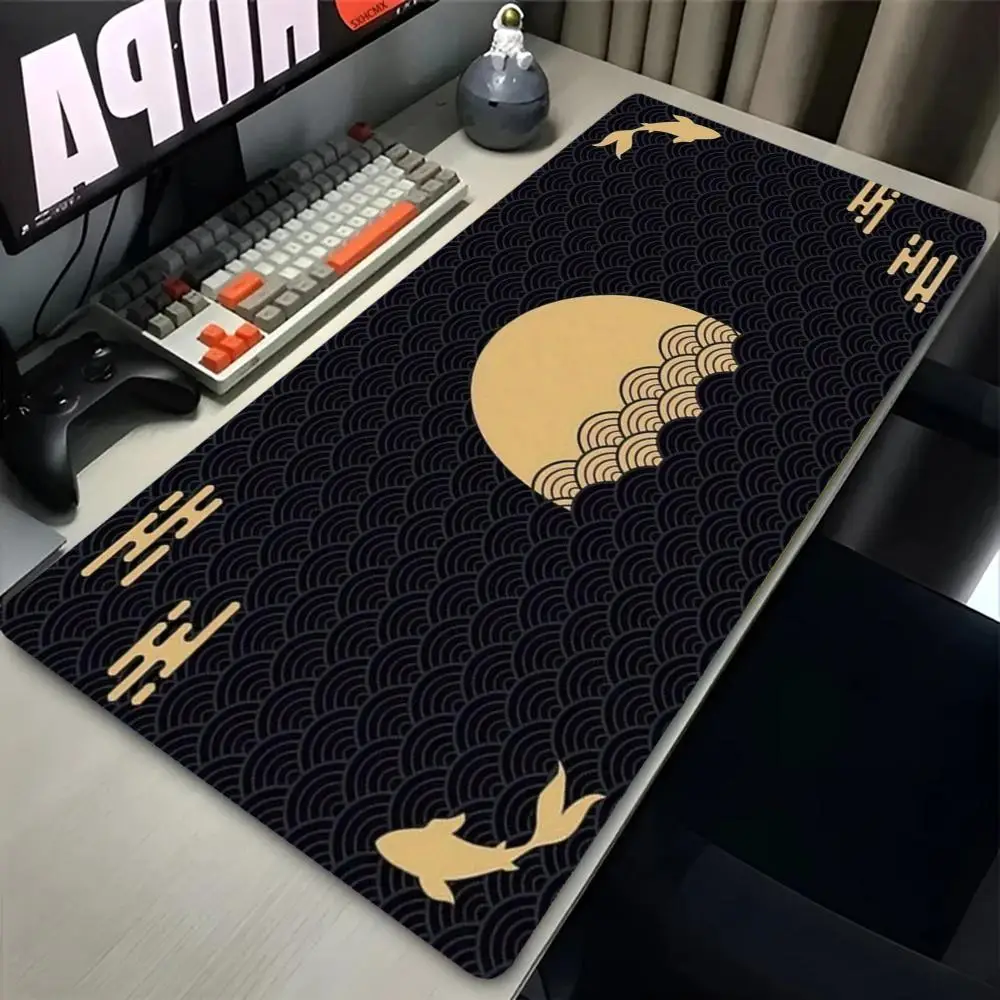 Anti Scratch High Definition Chinese Style Print Golden Cloud Sun Mousepad Playmat Rubber Non Slip For Bedroom Keyboard pad