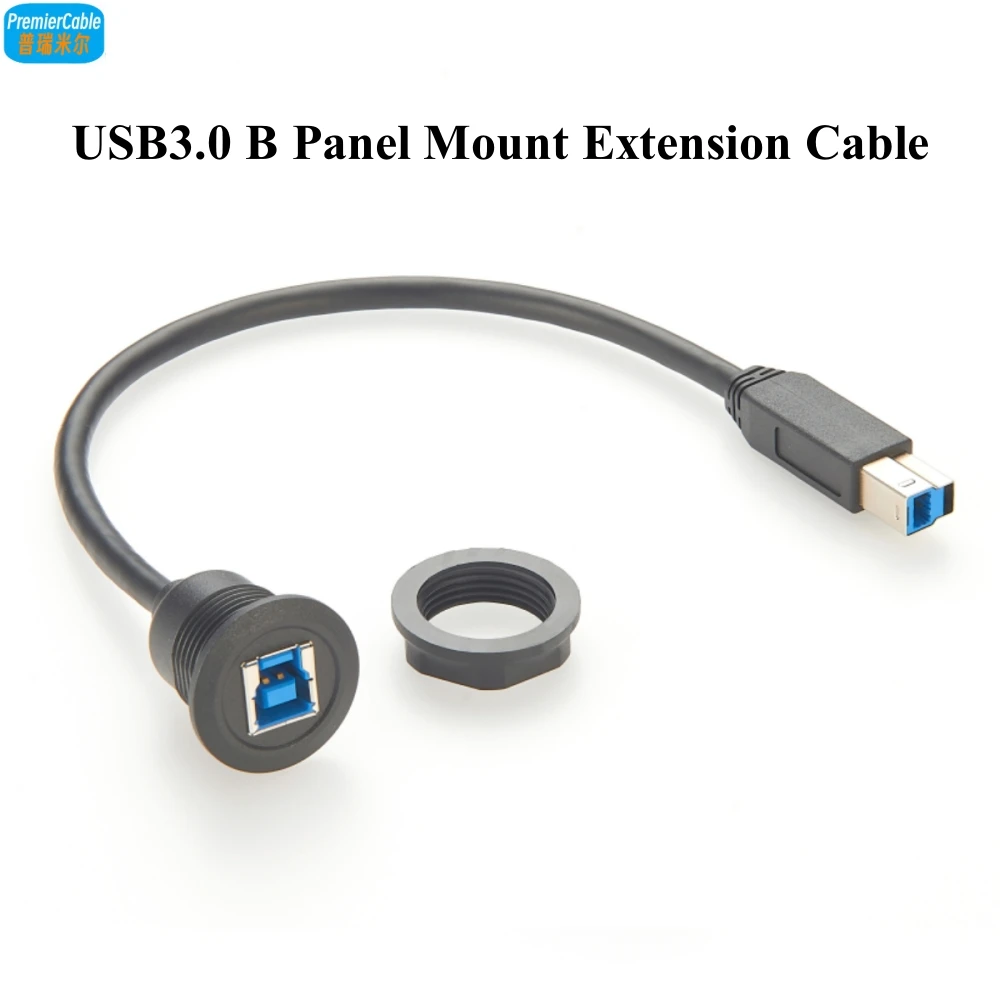 Round Panel Mount USB 3.0 B male to B Female Extension Cable USB B 3.0 Printer Scanner Flush Panel Mount Extension Cord