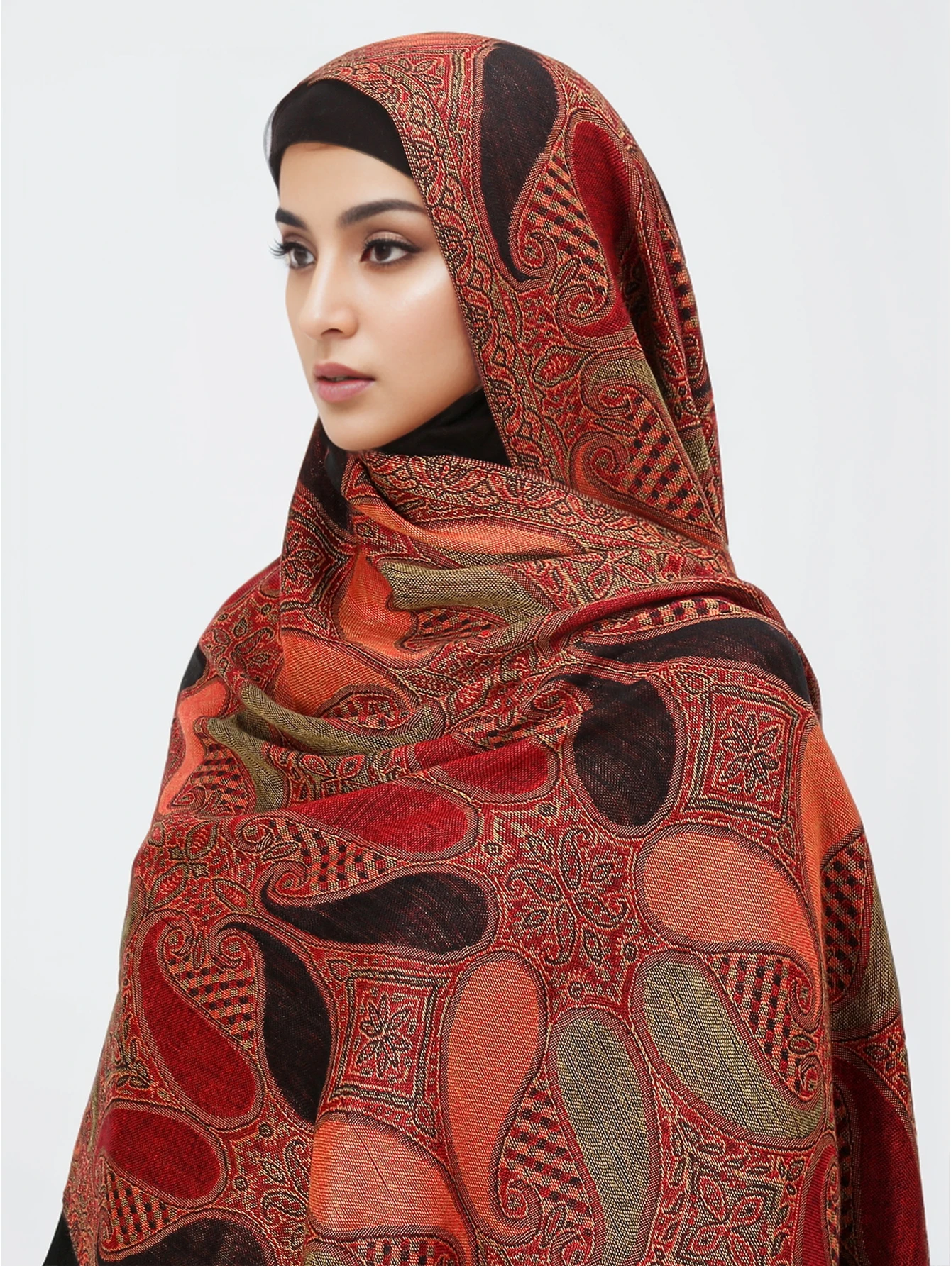 Hot selling Fashion Paisley Pattern Pashmina Jacquard Warm Leisure Retro Tassel Scarf Big Shawl