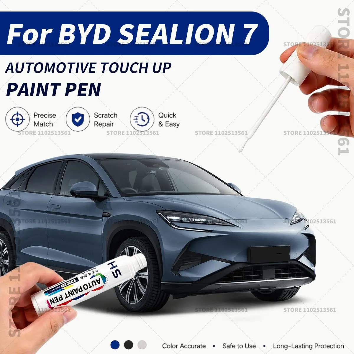Stylo de retouche professionnel blanc et noir pour BYD SEALION 7, pinceau de réparation de rayures pour la restauration de la peinture automobile