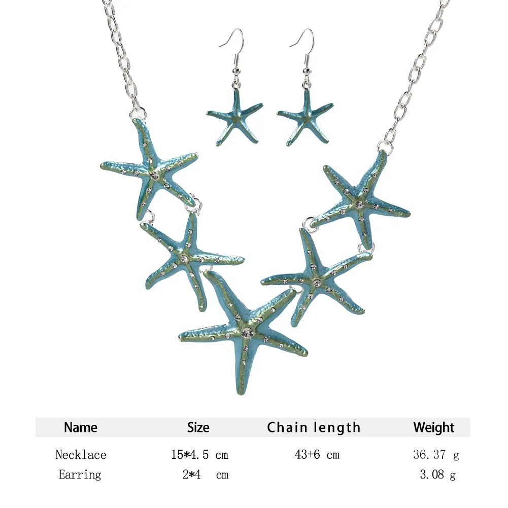 Cring Coco Starfish Shape Necklace Sets Fashion Temperament Atmosphere Popular Trendy Jewelry Necklaces Earring Set for Women image 3