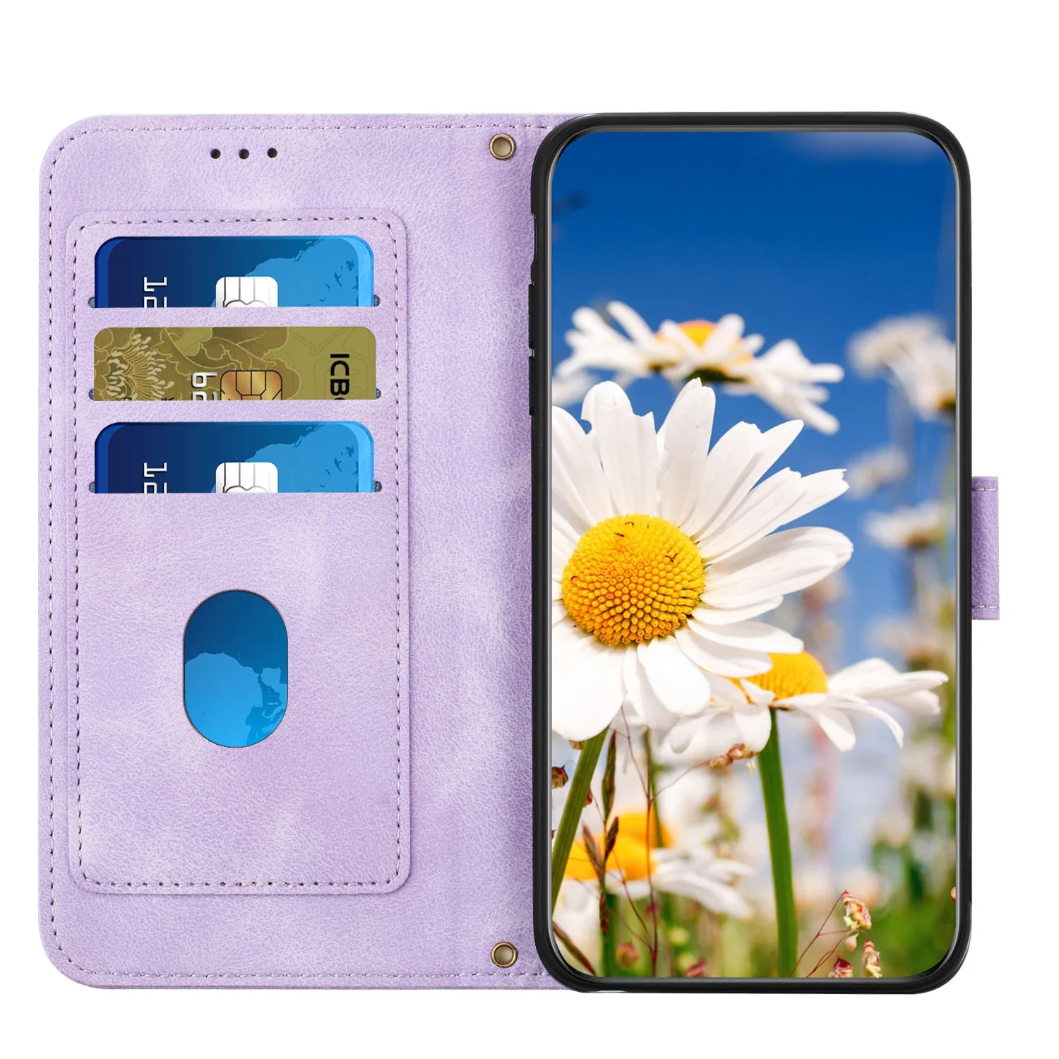 Malerei Kunst Blume Leder Telefon Brieftasche Fall Buch Für Samsung Galaxy S25 S24 S23 S22 S21 S20 FE A06 A16 A26 A36 A56 Flip-Cover – Detail 8
