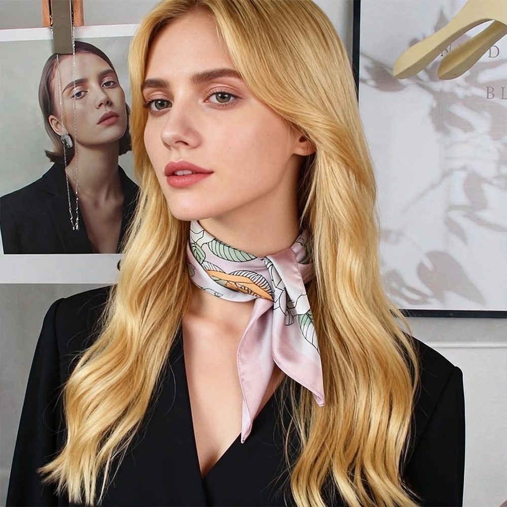 

68 см шарф с геометрическим цветочным принтом из полиэфирного волокна, всесезонный шарф для женщин, модный и универсальный шаль с гетрами на шею, хиджаб