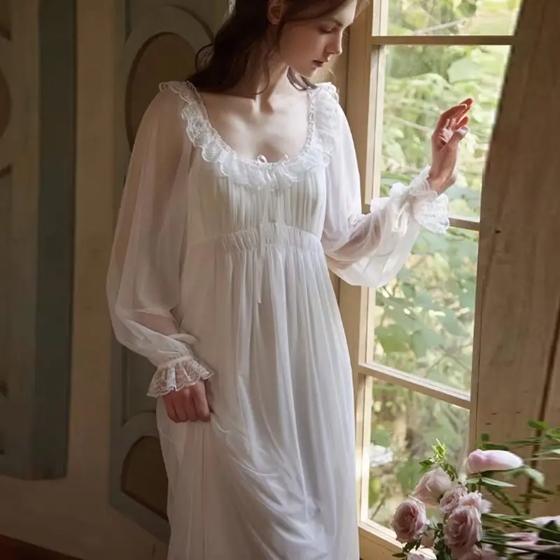 

Princess Style Sweet Cute Girly Nightgown or Women Sexy Pajamas Lace Loungewear Home Wear Summer 2026 Design