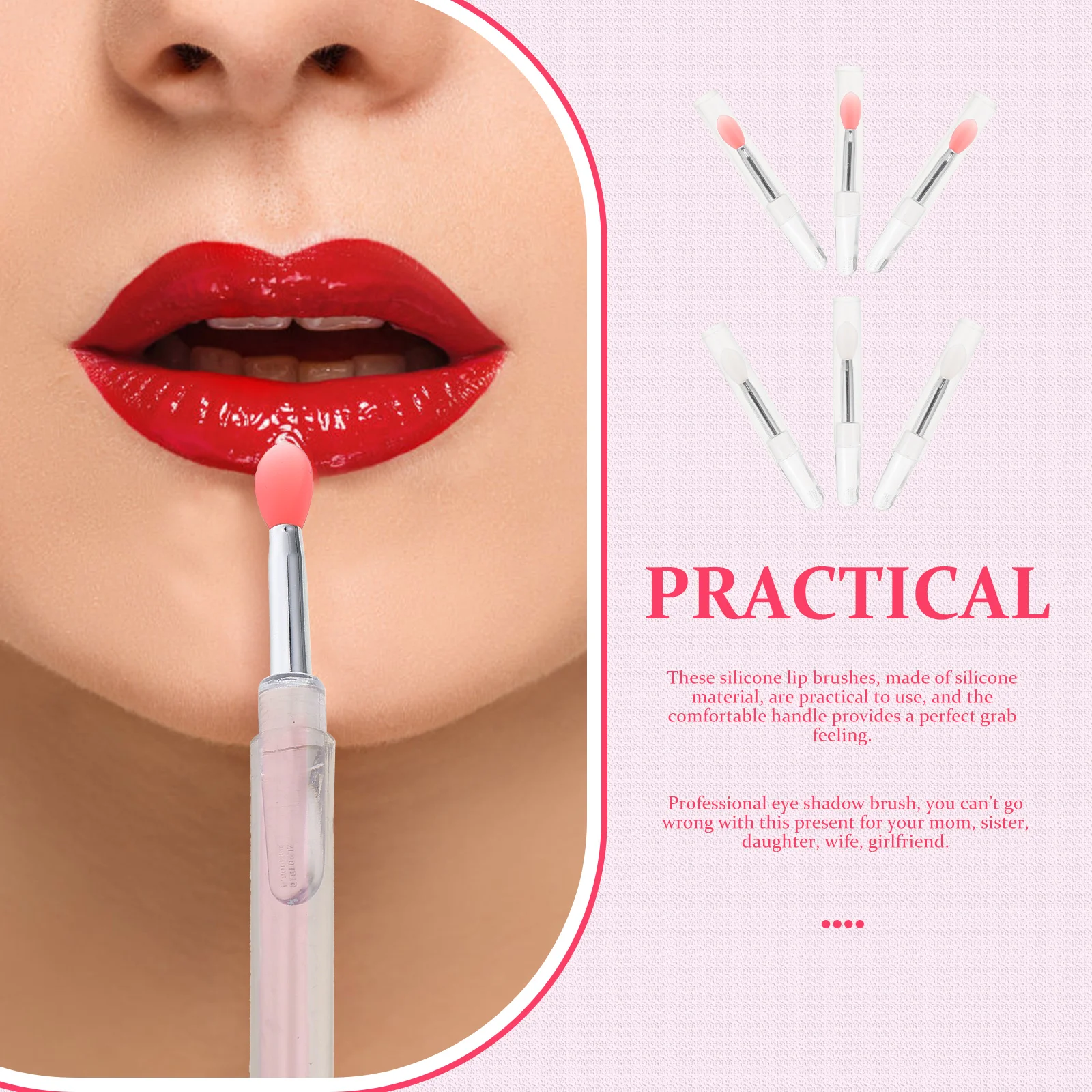 

6 Pcs Silicone Lip Mask Brush Woman Makeup Applicator Hair Essential Eye Tool Brushes Eyeshadow Silica Gel Balm Exquisite