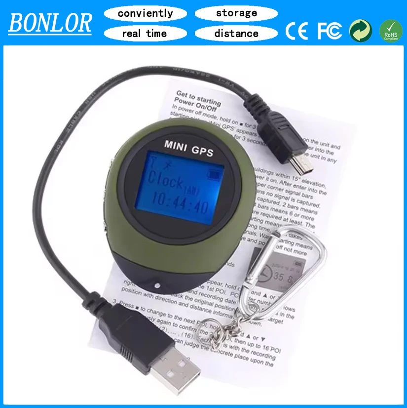 PG03 Handheld Mini GPS Location Tracker GSM Navigation tourist Compass Keychain GPRS USB Rechargeable For Hiking Climbing