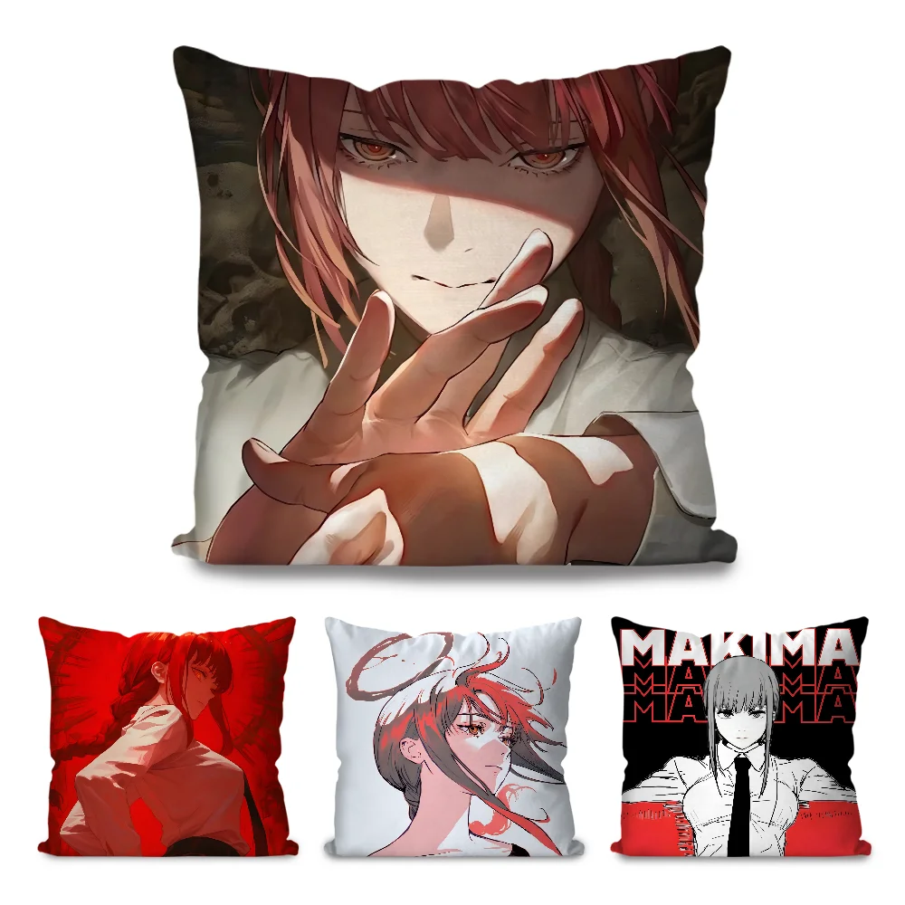 

Chainsaw Man Makima Pillow Case Cartoon Sofa Decorative Home Double-sided Printing Short Plush Cute Cushion Cover