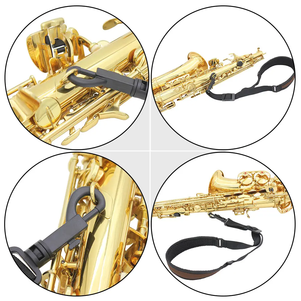 

1pc Adjustable Shoulder Strap Durable Comfortable Sax Hanging Strap Ergonomic Lambskin Neck Pad Easy Adjustment For Saxophone