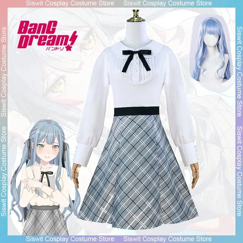 w;3.c\6;h'8/Anime BanG Dream MyGO Togawa Sakiko Cosplay Costume Plaid Skirt White Shirt Wig Full Set School Uniform C5'u.9;m\4/p
