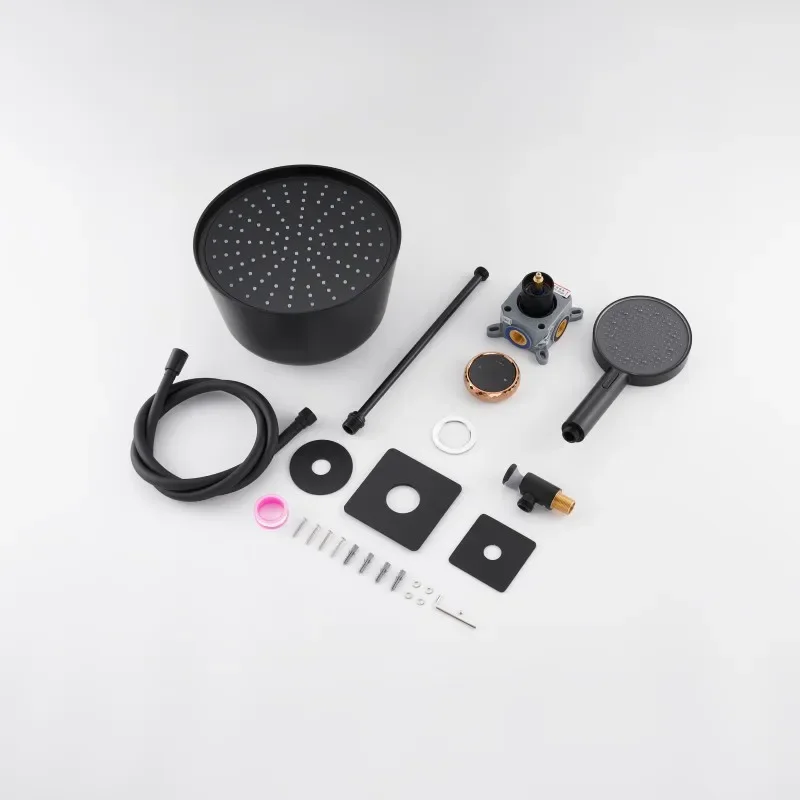 Concealed Led Shower System Set High Pressure Rainfall Shower Head & Handheld Spray Built-In Wall Mounted Installation