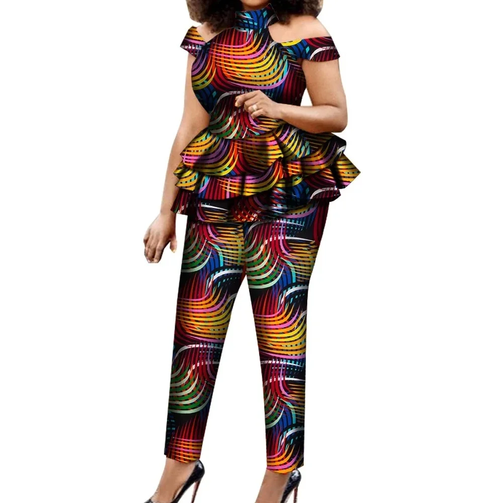 

African T Shirt Set Women 2 Piece Suit Set Traditional Ankara Print Plus Size Summer Set Office Business Causal Party Wear