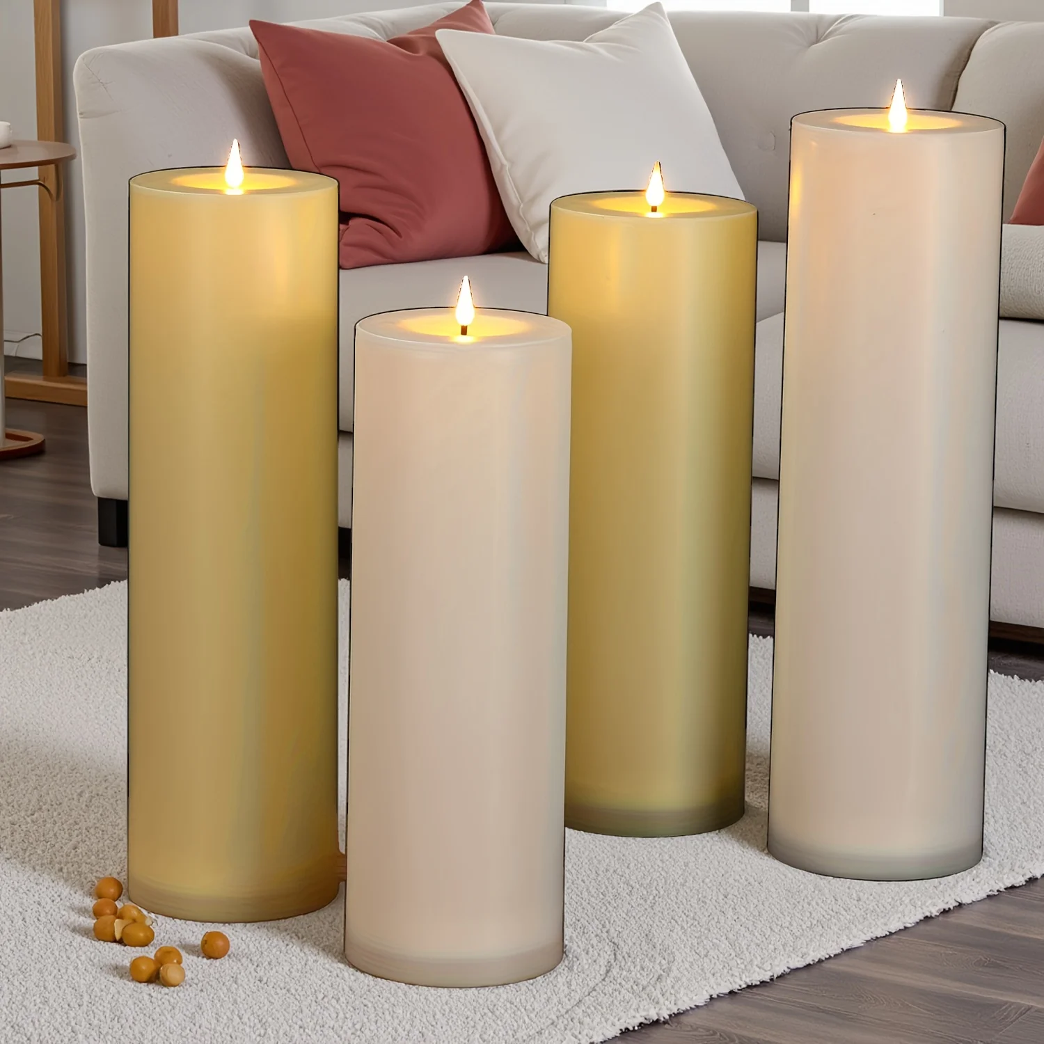 Outdoor Flameless Candle Portable Ambient Lighting Window Lamp Yellow LED Flickering Electric Pillar Candles for Camping Wedding 7