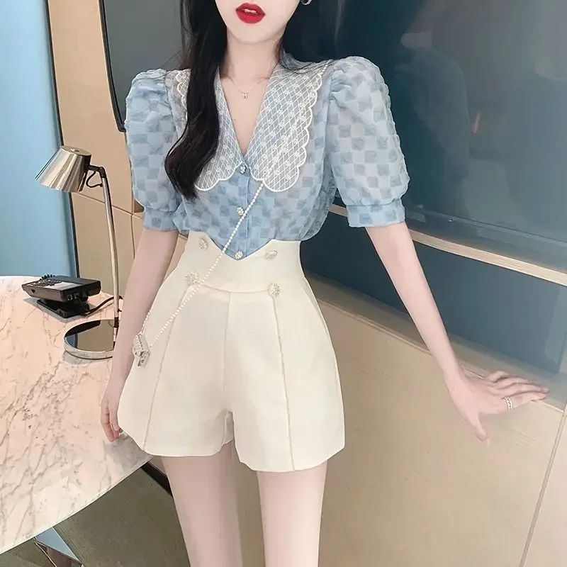 Short Sets For Women 2 Pieces Chic And Elegant Summer Woman Shorts Formal Ensembles Cheap Korean Style Offers Full Classic Kit