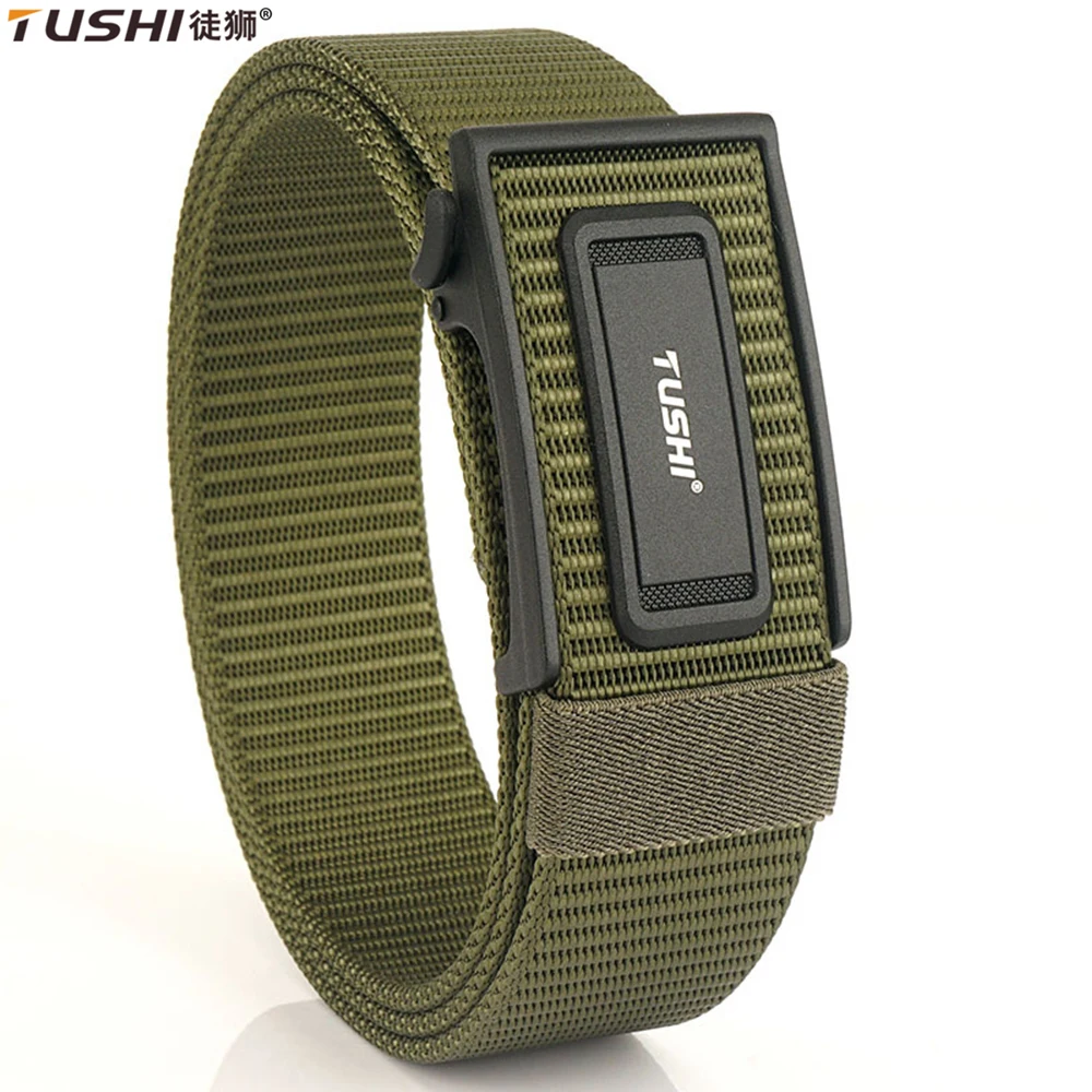 

TUSHI New Automatic Buckle Comfortable Nylon Military Belt Outdoor Hunting Multifunctional Tactical Canvas Belt Quality Men Belt