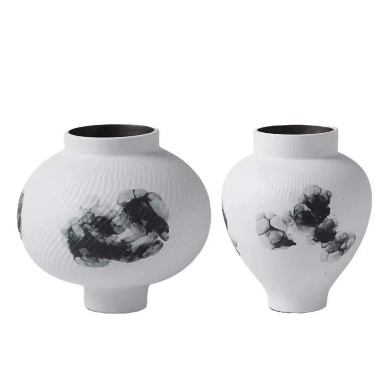

New Chinese Creative Ceramic Ink Vase Home Furnishing Model Room Soft Decoration