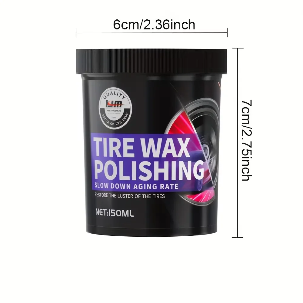 KJM Tire Wax Polish 150 мл с аппликационной губкой - Восстанавливает блеск, защищает и обновляет реучук, пластик и винил - Гидрофобный