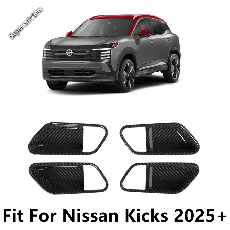 

For Nissan Kicks 2025 2026 Car Inner Door Handle Bowl Frame Decoration Cover Trim ABS Black / Carbon Fiber Accessories Interior