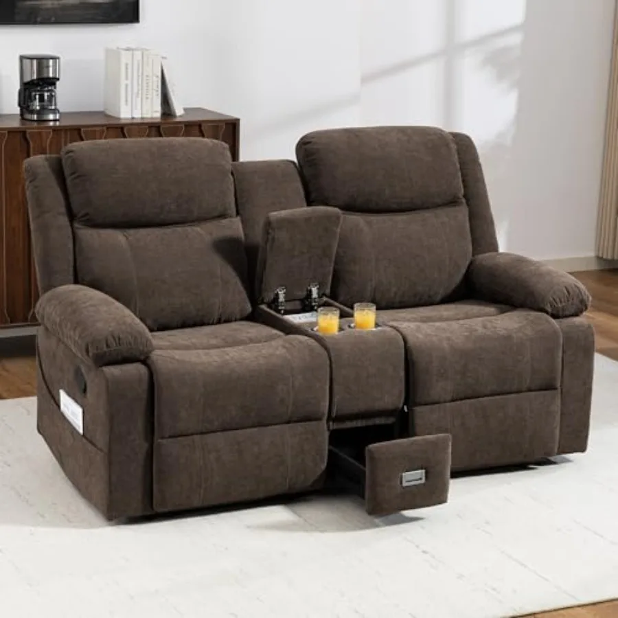 

with MassageandHeat, Reclining Loveseat with Drawer, RV Double Loveseat Recliner Couch with Cup Holder for Living Room, Home Th