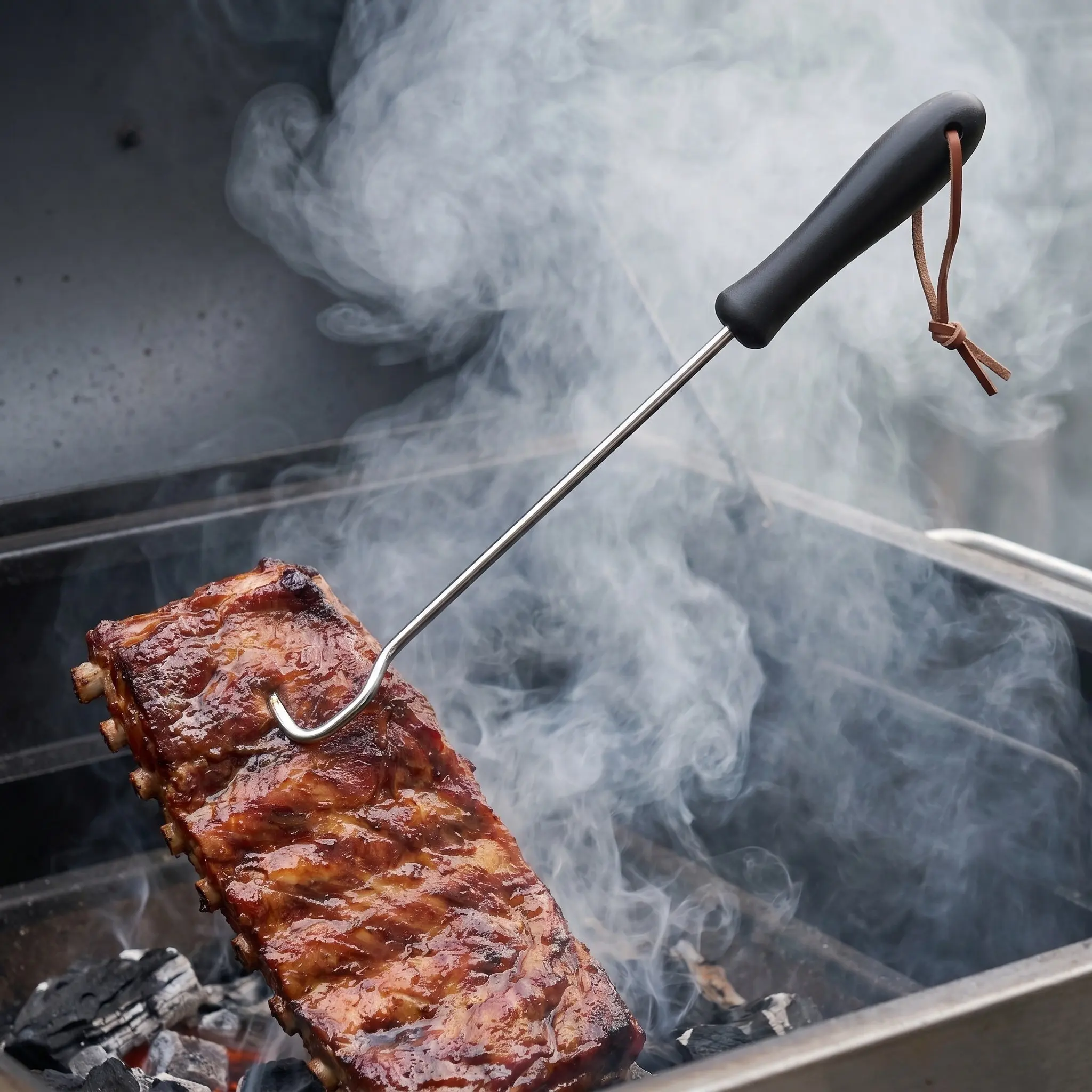 2 Pcs Stainless Steel BBQ Meat Hooks – Heavy-Duty Grill Flipper for Steaks, Burgers & Skewers