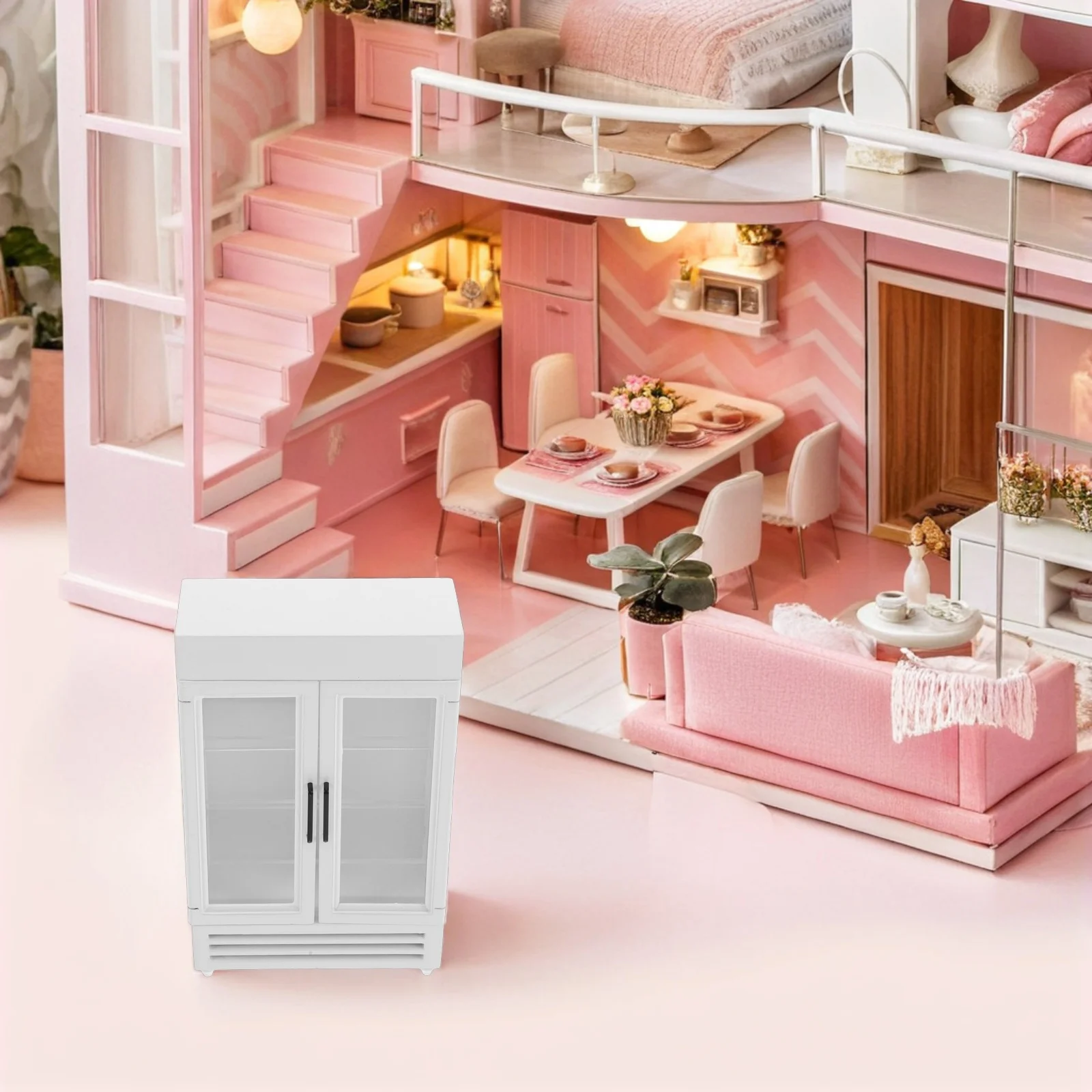 

House Micro Scene Mini Fridge Small Wood Kitchen Miniatures Realistic Design Dollhouse Furniture Toy Refrigerator
