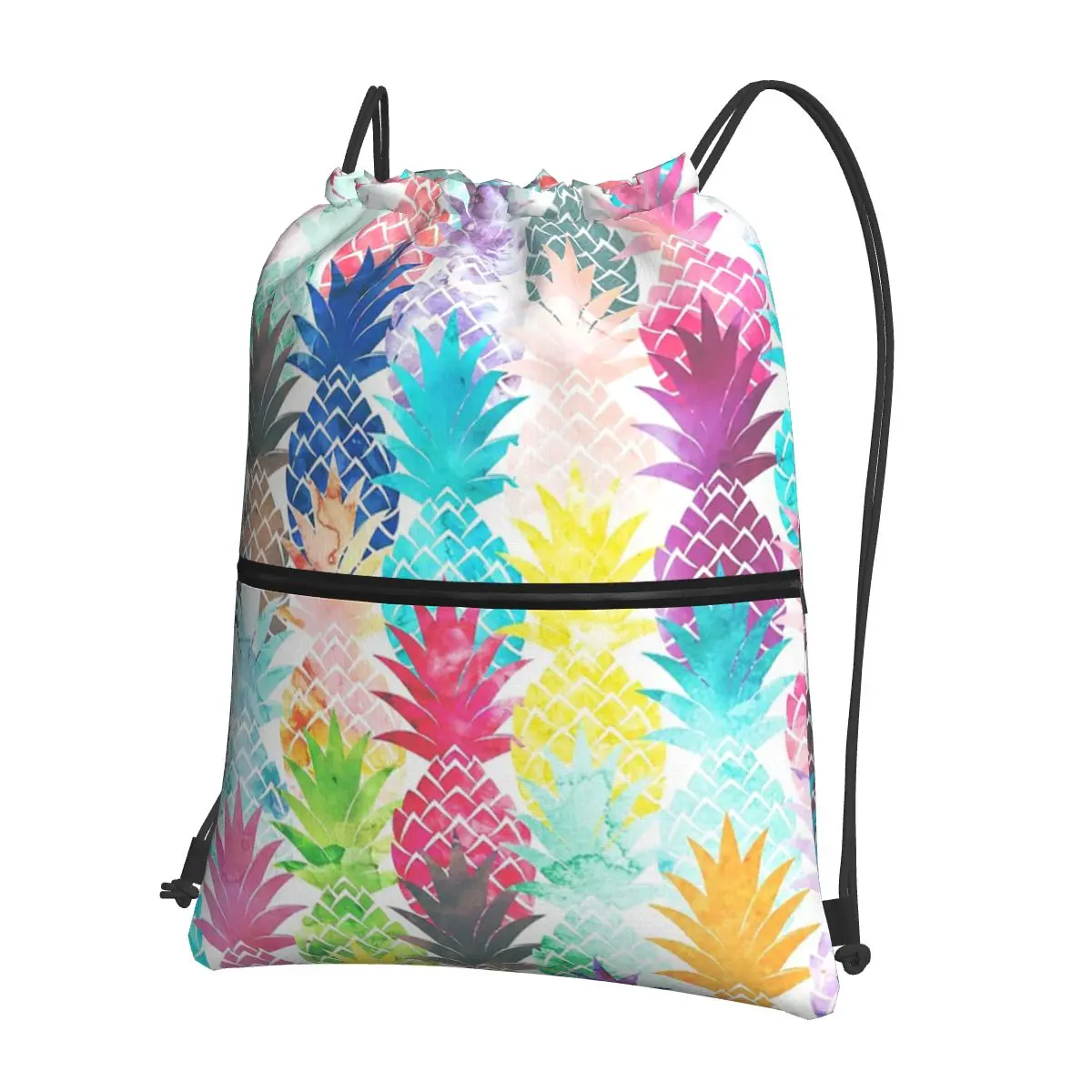 

Гавайские рюкзаки с тропическими акварельными узорами в виде ананаса, карманные спортивные сумки на шнурке, сумки для книг для мужчин и женщин, студентов