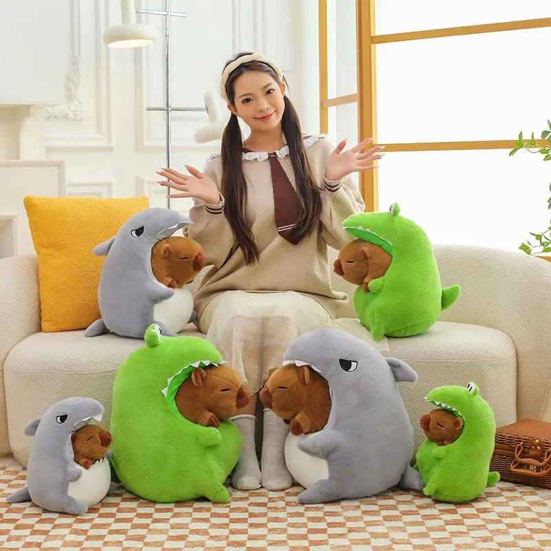 30cm Playful Capybara Crocodile Plush Pillow Ultra-Soft Stuffed Animal Toy Ideal Gift for Kids' Room Decor Cuddling