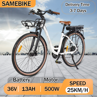 SAMEBIKE RS-A07 Electric Bike 500W Motor 36V13Ah Battery City Travel Electric Bicycle 28-inch Tire Aldults City Commuting E-Bike