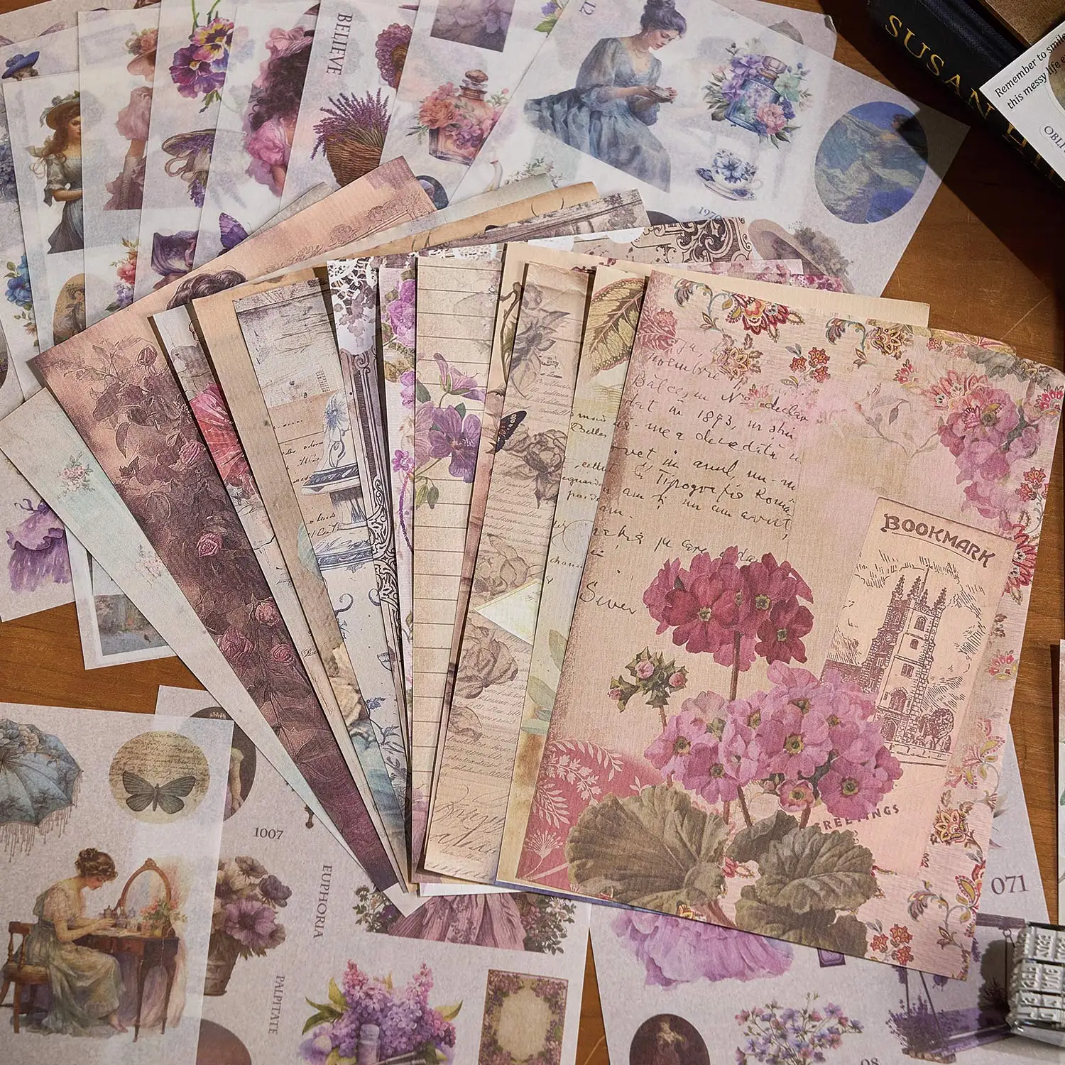 

Plus Size 50sheets Washi Stickers Material Paper Collection Book Creative European Character DIY Scrapbooking Aesthetic Supplies