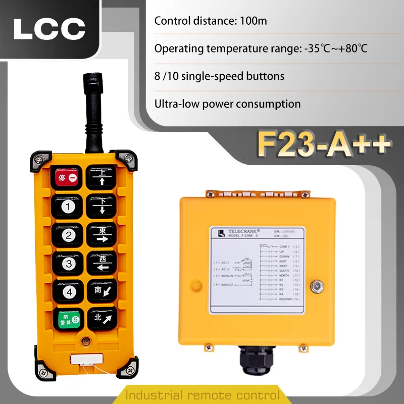 LCC F23-A++ Industrial Wireless Remote Control 8 Buttons Single Speed Crane Lift Switch Radio Hoist Winch Derrick Control